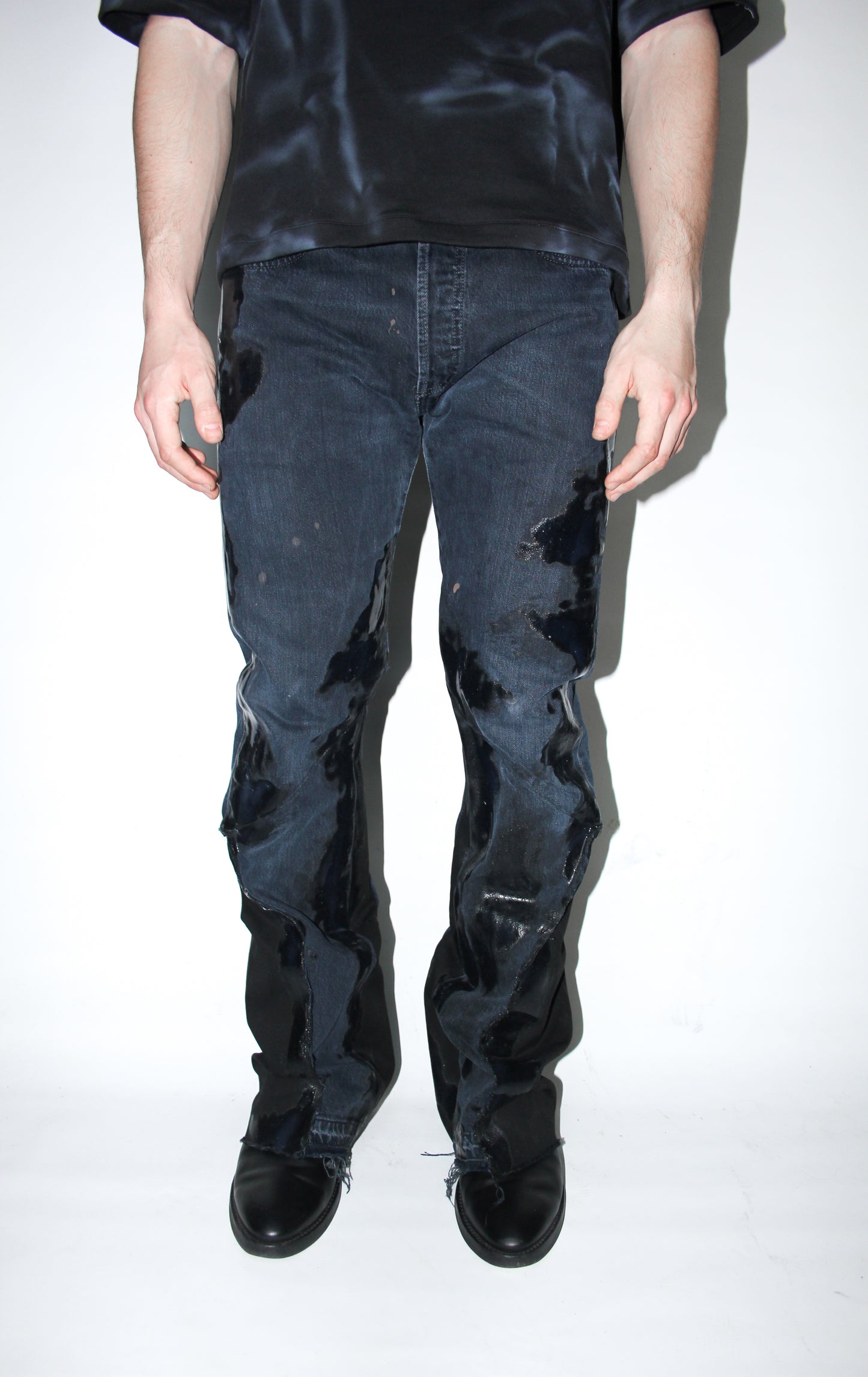 BOOTCUT MARINE PAINT DENIM PANTS